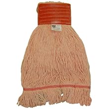 Zephyr HC/Blend Orange 4-Ply Yarn  Health Care Loop Mop Head with 5" Mesh Wide Band (Pack of 12)