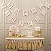 Tiemom Happy Birthday Bunting Banner, Pastel Perfection and Gold Foiled (Pink)