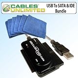 Cables Unlimited USB 2.0 To SATA & IDE Cable Bundle With Ultra Absorbent Microfiber Cleaning Cloths 6 Pack