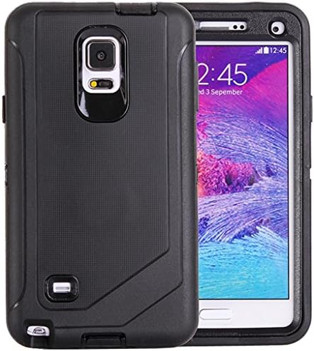 Huaxia Datacom Shock-Absorption / High Impact Resistant Full Body Hybrid Armor Protection Defender Case for Samsung Galaxy Note IV SM-N910S Late 2014 Model (NOT for Note 4 Edge) - Inner Black Core w/ Outer Black TPU