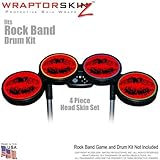 Big Kiss Black on Red Skin by WraptorSkinz fits Rock Band Drum Set for Nintendo Wii, XBOX 360, PS2 &