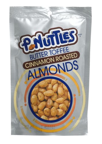 P-Nuttles Butter Toffee Cinnamon Roasted Almonds, 4-Ounce Bags (Pack of 12) by P-nuttles