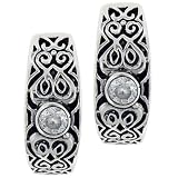 Sterling Silver Cz Celtic Hoop Earrings