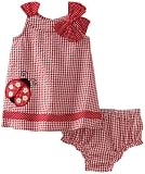 Youngland Baby-girls Newborn Two Piece Woven Sleeveless Lady Bug Sundress With Diaper Cover, Red, 3-6 Months
