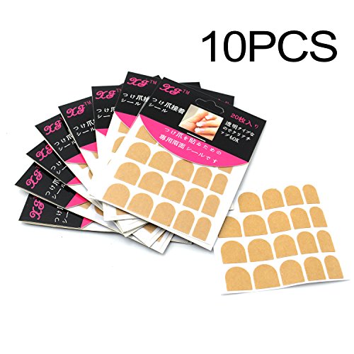 Inewcow 10 sheets false nail tips adhesive glue double-sided clea…