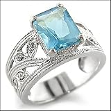 Jewelry - 2 Carat Sterling Silver Aquamarine CZ Ring