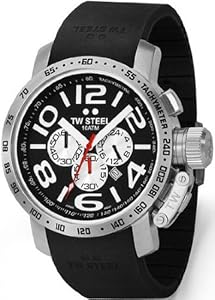 Large Steel Black Dial Strap Chrongraph