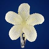 Hawaiian Plumeria flower - pale ivory - beaded bridal flower (barrette)