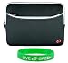 Durable Neorpene Sleeve Case Compatible With Acer Aspire One 8.9" Mini Laptop - Compatible With - 6cell Extended Battery Only (acer Aspire One Laptop Not Included) + Bonus Young Micro - Live Green Wristband, Extra Pocket Black