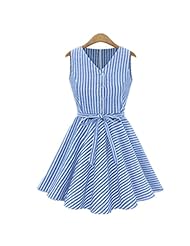 Sexy V-neck Striped Print Short Sleeveless Bridesmaid Dress 