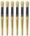 School Smart Natural Stubby Paint Brushes - 7 1/2 inch Handle - Set of 6