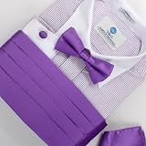 Indigo Silk Pre-tied Bow Tie for Boy Handkerchiefs Cufflinks and Cummerbund Set with Gift Box Cm1008