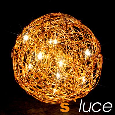 S-Luce V28052/1TG500 Mesh Drahtkugel 6-flammig, Bodenkugel &oslash; 50 cm, gold