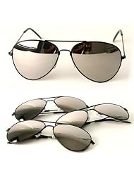 Black Frame & Mirrored Lens Aviator 3-Pack w Drawstring Sunglass Pouch by Urban Boundaries Eyewear
