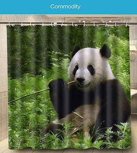 New Fashion Cute Clever Panda Play Bamboo Field Printed Size 180cmx180cm 100% Waterproof & Mouldproof Polyester Shower Curtain w180-01