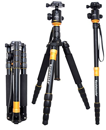 Koolehaoda K-666 Aluminum SLR Camera Tripod Monopod & Ball Head Portable Compact Travel for SLR Camera Canon Nikon Petax Sony Tripod Max Load: 15kg