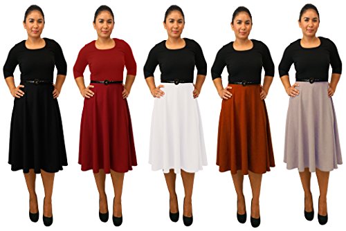 DBG Women's Three Quarter Sleeves Round Neck Polyester Dress