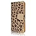 iPhone 5 5S case Leopard Print, Umiko(TM) Leopard Skin Design Wallet Case for iPhone 5 5S Suit for Teen Girls Flip Leather Cover Folio Pouch Bling Crystal Magnetic Clasp Card Slot-Brown