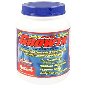 NxCare Lean Hyper Growth Xtreme Creatine Delivery System and Nitric Oxide Enhancer, Ultra Low Carb Formula, Xtreme Orange, 1.87 lbs.