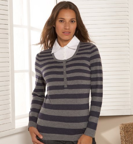 Autograph Weekend Long Sleeve Stripe Mock Layer Top