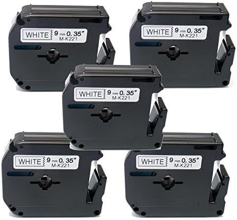 Generic Replacement Label Tape Compatible with Brother P-touch MK221 M-K221 Pack of 5 by HarryWare