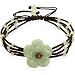 Natural Grade A Jadeite Jade Hand Carved Elegant Flower Garnet Center Beads Adjustable Cord Bracelet