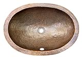 Brass Elegans 97FLP-PWT Oval Sink/Flat Lip, Copper Hand Hammered Lavatory Sink, Pewter