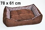 Modernes Hundebett / Hundekissen in Wildlederoptik - Braun - mit Wendekissen - Gr. L - 78x61 cm - 30294