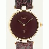 Vintage: Pre-owned Men’s Cartier Watch Maroon/Burgundy Dial Vermeil Swiss Quartz Movement 1980′s