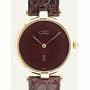 Vintage/Antique: Pre-owned Women's Cartier Watch Vermeil Burgundy Dial Swiss Quartz Movement 1980's