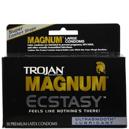 Trojan Magnum Ecstasy Ultrasmooth Lubricant Premium Latex Condoms 10 ct (Quantity of 3)