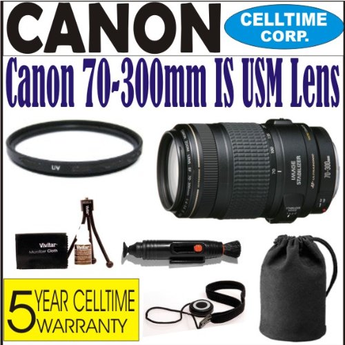 Canon EF 70-300mm f/4-5.6 IS USM Lens (IMPORT) for Canon EOS SLR Cameras - Includes Deluxe Accessory Kit & 5 Year Celltime Lens Warranty