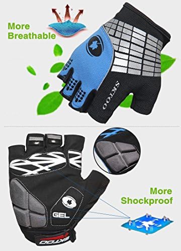 Breathable Mountain Road Cycling Gloves 3d GEL Anti-slip Motorcycle Bike Gloves Anti-shock Half Finger Bicycle Gloves (Blue, XL)