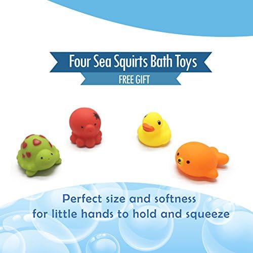 Best Baby Shower Gift - Bath Toy Organizer with Strong Suction Cups + 4 Bonus Sea Toys from MoriBerry - Large Storage Basket for Baby Boys and Girls - HOT DEAL