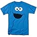 Sesame Street Cookie Monster Face Adult T-Shirt (Medium, Turquoise)