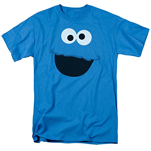 Sesame Street Cookie Monster Face Adult T-Shirt (Medium, Turquoise)