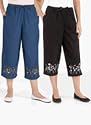 Embroidered Capris - Sizes: 18W, 20W, 22W, 24W or 26W (21")