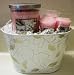 Yankee Candle Spring White/Gold Embossed Tin Gift Basket - 7 oz Tumbler Candle, 3 Votive Candles with a Frosted Glass Votive Holder - PINK BLUSH
