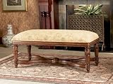 Florence Bench in Nutmeg Finish with Tuscan Tapestry Fabric By Powell Furniture