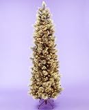7.5' Slim Carolina Pine Pre-Lit Artificial Christmas Tree - Clear Lights