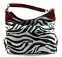 Dooney Bourke Medium Zebra Shoulder Sac Bag Red Trim