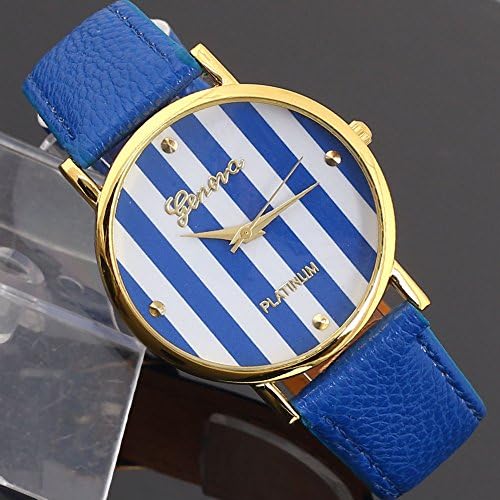 New Men's Women's Quartz Watches Wrist Watch Classic Geneva Stripes Print Blue