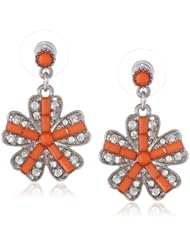 Betsey Johnson "Iconic Coral" Glam Crystal Flower Drop Earrings