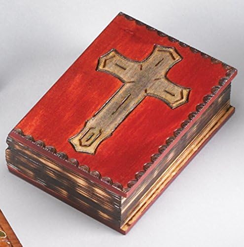 Handmade Wood Small Cross Book Box Polish Linden Wood Keepsake