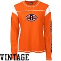 Reebok Cleveland Browns Ladies Orange Giant Logo Thermal Long Sleeve Vintage T-shirt