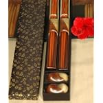 Shopping The Globe Chopsticks Gift Set in Silk Brocade Box, Set of 2 -Jade Green and Caramel
