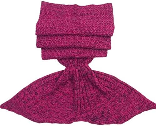 Mermaid Tail Blanket Crochet for Kid - LAVATO® 55 Inch Sofa Quilt Living Room Blanket Sleeping Bag Girls