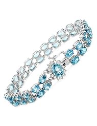 14K White Gold 37.16 CTW Topaz and 0.48 CTW Color G-H SI3 Diamond Tennis Women Bracelet. Length 7 in. Total Item weight 21.0 g.
