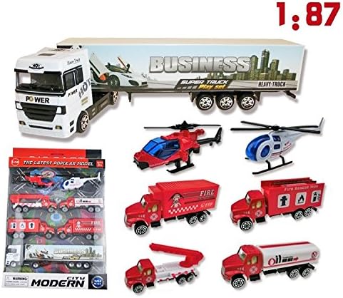 Vidatoy Toy Car Fire Truck Helicopter 7 Pcs Gifts For Kids
