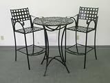 CONTEMPO BAR BISTRO SET - BAR TABLE and 2 CHAIRS with ARMS in a BLACK FINISH - PATIO FURNITURE